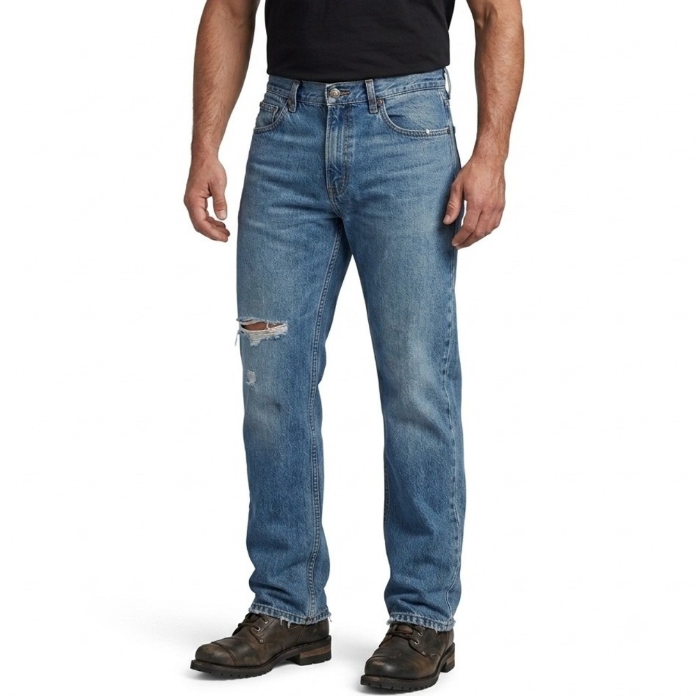 Harley-Davidson Jeans Mens 32x32 Blue Distressed Straight Leg Biker Denim
